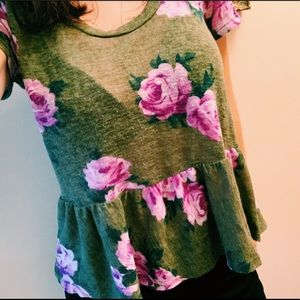 NORDSTROM FLORAL PEPLUM TEE